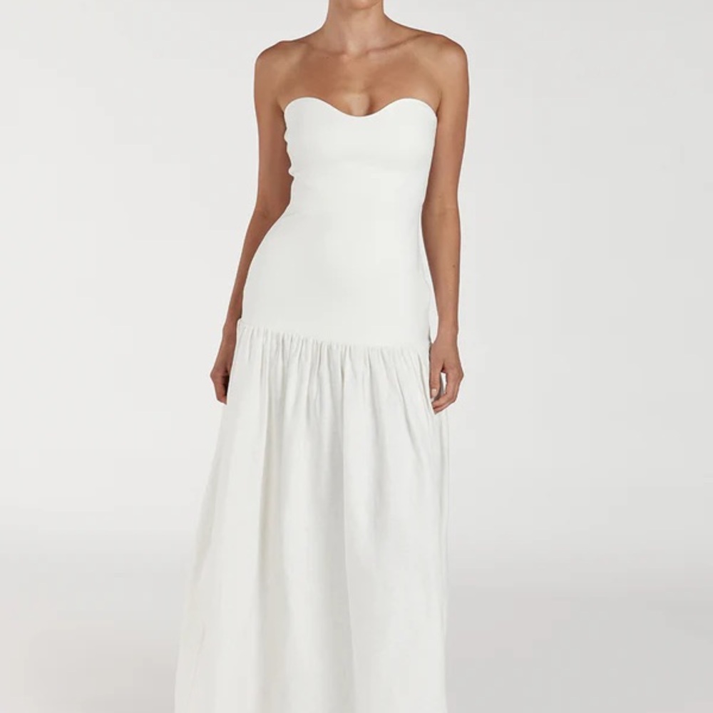 DISSH Ellison White Strapless Midi Dress NWT!